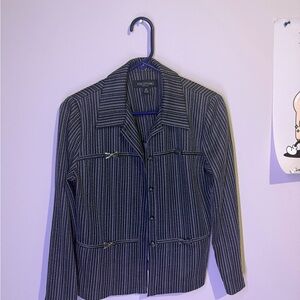 Perceptions Black and White Striped Jacket